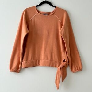 Sisstrevolution Orange Crewneck Side Tie Sweatshirt Top